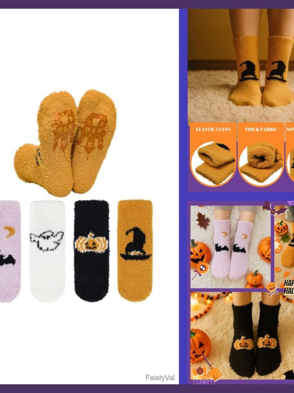 Halloween Fuzzy Slipper Socks Coral Fleece Non-Slip Cozy Warm